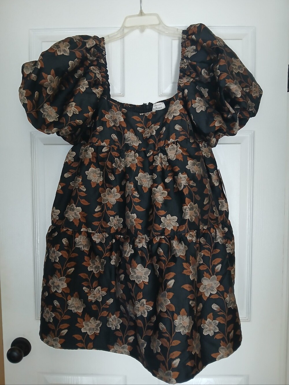 Beautiful BOHME Formal Babydoll Puff Sleeve Dress In Medium. NWT.